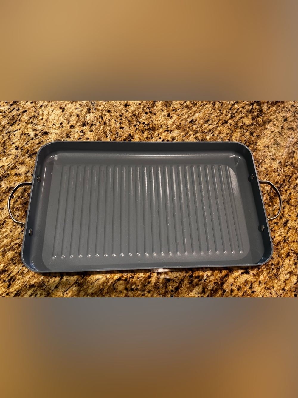 GreenPan Gray Nonstick Grill Pan with Side Handles